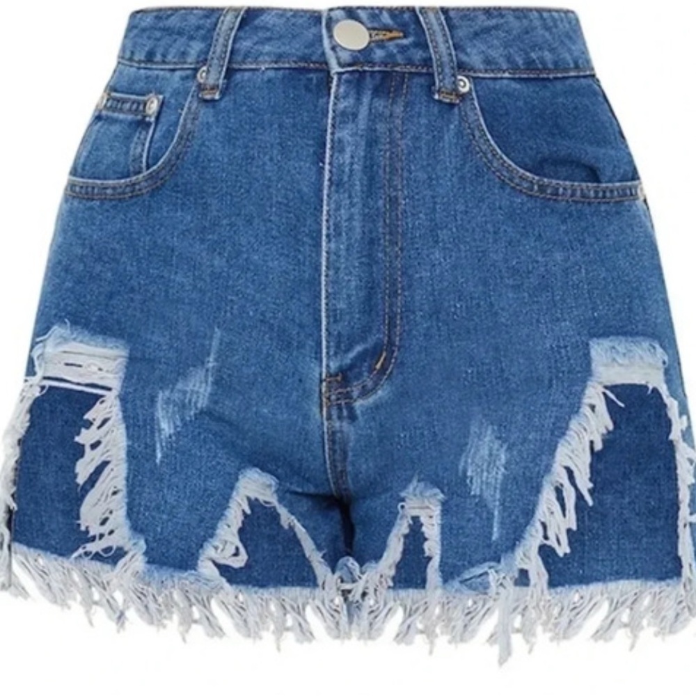 Denim Frayed Hem Women's Shorts
